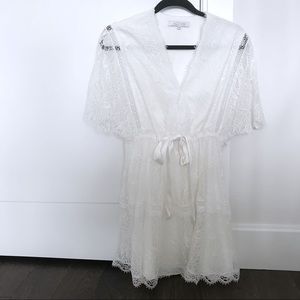Alexis Short Sleeve Off White Dress with Satin Bow